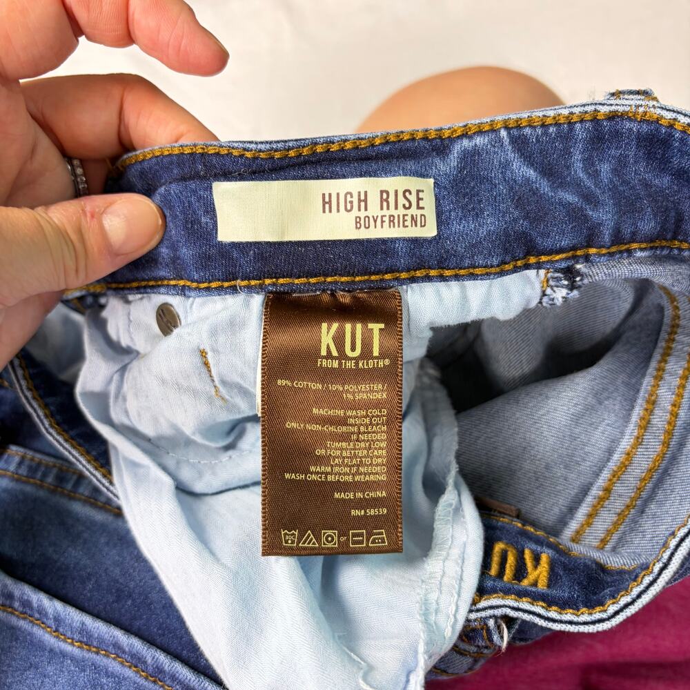Kut from the Kloth high rise boyfriend dark wash jeans, denim. Size 4. - Picture 5 of 6